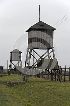 Watchtowers in the former concentration camp Majdanek