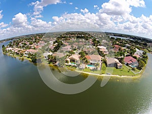 Watefront homes aerial view