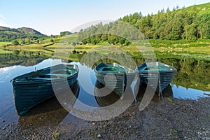 WATENDLATH, LAKE DISTRICT/ENGLAND - AUGUST 31 : Rowing boats moo