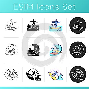 Water activities icons set