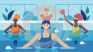 A water aerobics class designed to provide a gentle but effective way to increase strength and endurance for those