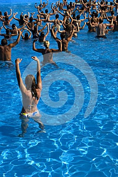 Water aerobics class