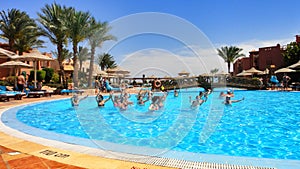 Water aerobics in the pool Egyptian hotel