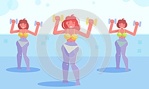 Water aerobics Vector. Cartoon. Isolated art Flat Sport