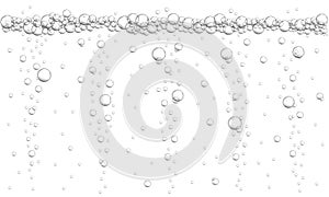 Water air bubbles background. Texture of fizzy carbonated drink, seltzer, beer, soda, cola, lemonade, champagne