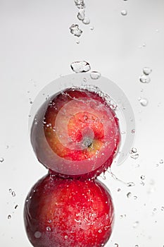 Water on apple.