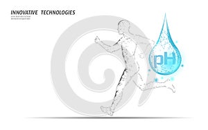 Water aqua pH jogger rehydration concept. Health care against dehydration isotonic electrolytes drink. Runner sportsman