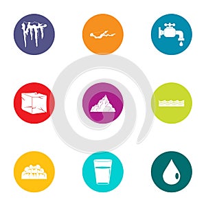 Water area icons set, flat style