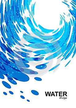 Water background, blue wave on white