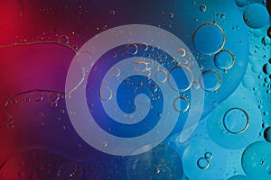 Water background with red and blue bubbles
