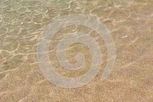 Water erodes the sand on the beach texture