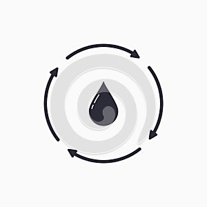 Water balance concept. Drop icon with arrow. Water level. Circulating water. Vector