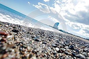 Water on the beach of Mediterranean sea photo