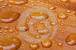 Water beads on treated cedar deck