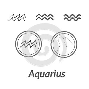 The Water-Bearer aquarius sing. Star constellation vector element. Age of aquarius constellation zodiac symbol on light