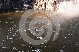 Water below Shoshone falls with rippling foam