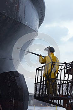 Water blast in bucket