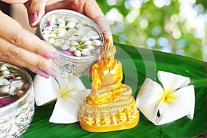 Water blessing ceremony for Songkran Festival or Thai New Year