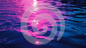 The water is blue and pink