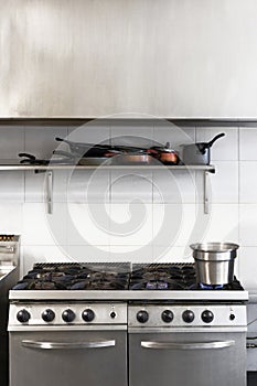 Water Boiling on Commercial Kitchen Stove Top