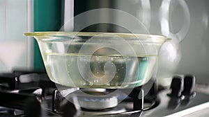 Water boiling in a saucepan