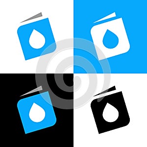 Water and book logo template design - Vector