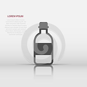Water bottle icon in flat style. Plastic soda bottle vector illustration on white isolated background. Liquid water business