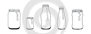 Water bottle plastic icon set. White plastic bottle. Plastic bottle collection. Vector illustration