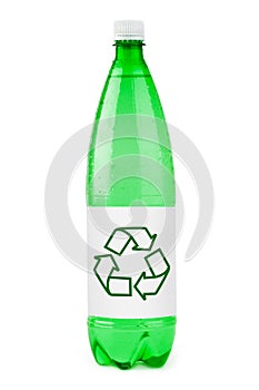 Water bottle with recycling sign