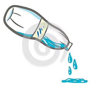 Water bottle tilted to pour out water vector or color illustration