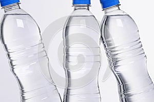 Water bottles closeup