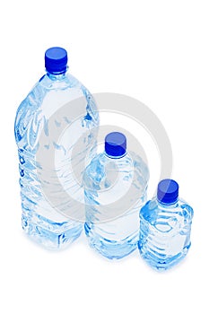 Water bottles isolated over white