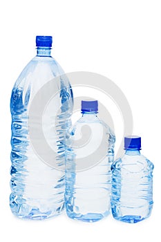 Water bottles isolated over white