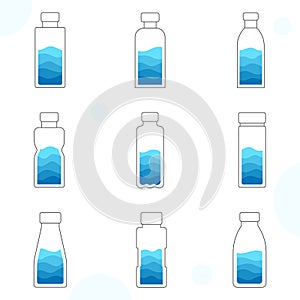 Water bottles plastic clean and safe icon flat style vector