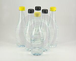 Water bottles, yellow and black.