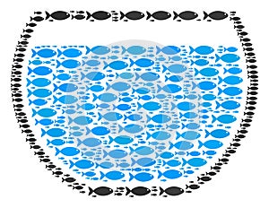 Water Bowl Composition of Fish Icons