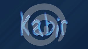 Water bubble 3D text effect of name Kabir 0n blue background. photo