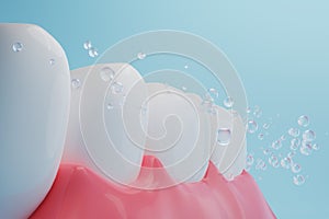 Water bubble and healthy tooth with healthy gums