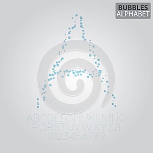 Water Bubbles Alphabet and Numbers Vector