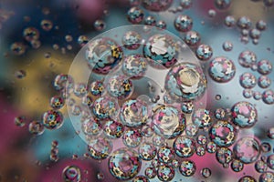 Water Bubbles with colorful flowers inside photo