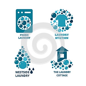 Water bubbles creative vector logo