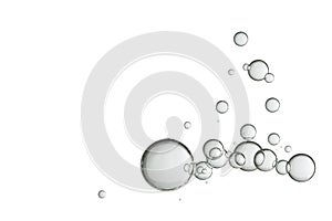 Water bubbles over white