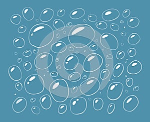 Water with bubbles. Set of elements, cartoon vector illustration