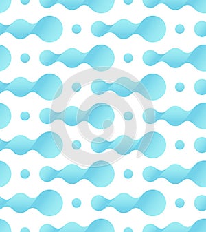 Water bubbles, waves, microbe, virus, bacteria seamless texture. Blue abstract vector seamless pattern on white