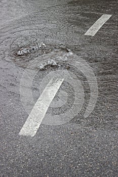 Water is bubbling up through manhole cover and sewer 4