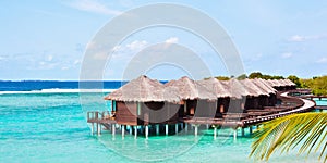 Water bungalows in Maldives photo