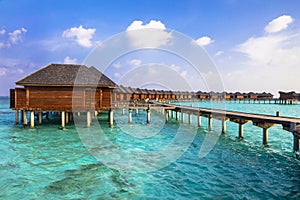 Water bungalows n Maldive island photo