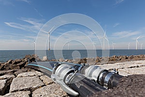 Water cables connected to the Windturbines in the IJsselmeer