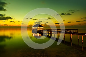 Water cafe at sunset - Maldives