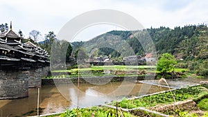 water canal and Chengyang Wind and Rain Bridge